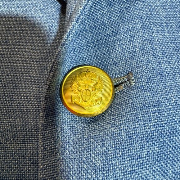 Stanley Blacker for Hughes & Hatcher Men's 42R Navy Blazer Gold Buttons Classic - Picture 3 of 7